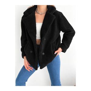 Cappotto in pelliccia sintetica a quattro bottoni da donna - Product Image 1