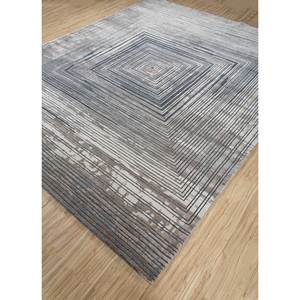 Alfombra Uvenuti Anudada a Mano de Lana y Seda de Bambú, Diseño Rectangular Geométrico Azul, 10 mm de Grosor, para Sala de Estar o Dormitorio Juvenil - Product Image 2