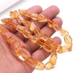 Perles de citrine naturelle RARE, 18 pouces, 7x9 mm et 10x12 mm, collier plaqué platine de luxe pour la fabrication de bijoux - Product Image 4