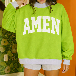 Sweat-shirt oversize pour femme à col montant imprimé avec badge, look minimaliste confortable, haut décontracté d'hiver - Product Image 4