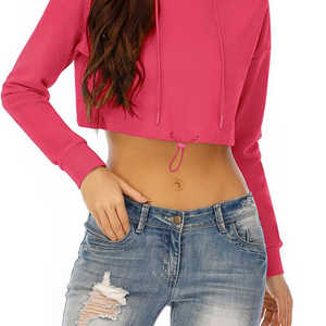 Conjunto de Sudadera con Capucha Corta de Algodón 100% para Mujer con Logotipo Personalizado - Sudadera Informal para Gimnasio - Product Image 6