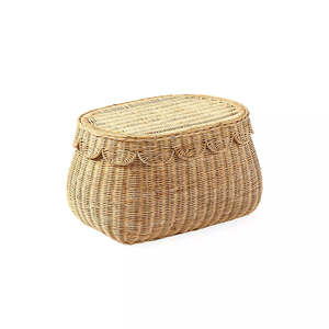 <b>Wicker</b> Rattan Scallop <b>Baskets</b> Natural Set of 2 Rattan Scallop <b>Baskets</b> - Product Image 1