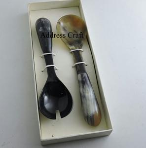 Juego de Servir Ensaladas de Cuerno Natural Estilo Nórdico con Mango de Metal, Utensilios para Servir Ensaladas, Juego de Cubiertos a Precio Accesible - Product Image 5