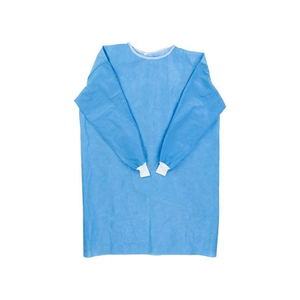 Bata de aislamiento desechable azul producida en fábrica para médicos de hospital hecha de material SMS duradero con protección completa - Product Image 6