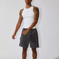 Haut de compression de base sans manches à double couche pour hommes Chemise d'entraînement en coton respirant avec col rond et couche de base