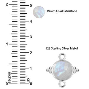 925 Sterling Silver Round Clear <b>Quartz</b> Faceted Gemstone Fancy Bezel Two Loop DIY <b>Necklace</b> Bracelet Jewelry Making Connector - Product Image 3