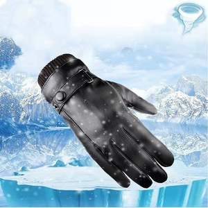 Gants d'hiver chauds en cuir PU pour woMen | Gants de conduite à écran tactile doublés doux | Gants thermiques coupe-vent pour l'extérieur - Product Image 6