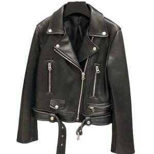 2026 chaqueta de cuero genuino personalizada al por mayor para mujer costuras Premium, manga larga, corte ajustado y logotipo personalizado disponible - Product Image 2