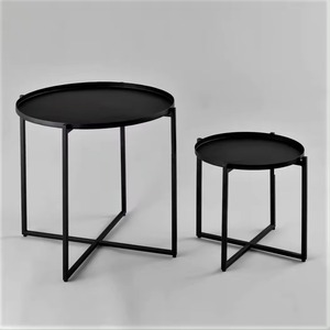 Table d'appoint de style nordique moderne carrée en métal noir Table basse en fer pour usage domestique Meubles de salon - Product Image 4