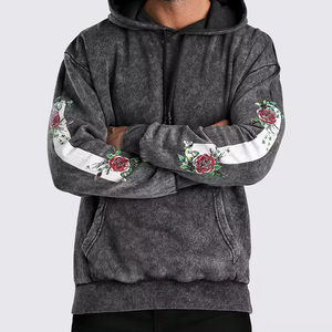 Sudadera con capucha para hombre 2026, personalizada, con lavado ácido, de peso pesado, 100% algodón polar, transpirable, 350g, efecto descolorido por el sol, con cremallera, estampado liso - Product Image 5