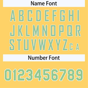 Veste de sport personnalisée en lettres varsity dorées jaunes blanches vertes, veste bomber personnalisée avec le nom de l'équipe, le numéro, le logo, vêtements de sport athlétiques - Product Image 5