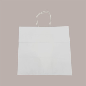ถุงกระดาษสีขาวสำหรับนักช้อป พร้อมหูรูด ขนาด 32+20 ซม. สูง 31 ซม. น้ำหนัก 100 กรัม บรรจุ 50 ใบ สำหรับใส่ของจำเป็น - Product Image 2