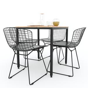 Square 70x70cm <b>Dining</b> <b>Table</b> with <b>Extendable</b> <b>Wood</b> Top and Iron Legs Assembly Required BA68041 Set - Product Image 2