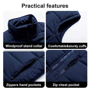 Chaleco acolchado impermeable transpirable para hombre, ropa de calle de alta calidad, ajuste Regular, venta al por mayor, chaleco para hombre, bolsillo 5 dimensional - Product Image 5