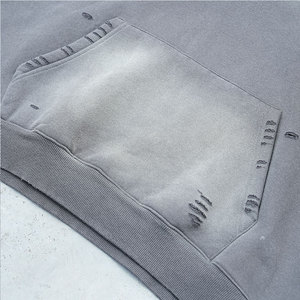 Sweat à capuche personnalisé vintage lavé à l'acide pour hommes coupe surdimensionnée en détresse épaule tombante Pull Over Hoodie 100% coton French Terry - Product Image 5