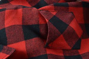 Premium Long Sleeve Check Heavy Polyester Cotton Custom Oversized <b>Mens</b> Double <b>Pocket</b> Plaid Flannel <b>Shirts</b> <b>Men</b> - Product Image 5