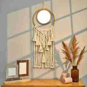 Espejo montado en la pared de macramé de diseño antiguo, el mejor acabado más exigente, decoración navideña para sala de estar y decoración del hogar - Product Image 2