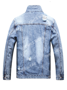 Chaqueta de piel de mezclilla personalizada para hombre, chaquetas de mezclilla lisas rasgadas de alta calidad para niños, chaquetas de mezclilla para hombre - Product Image 2