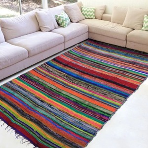Alfombra de trapo hecha a mano de comercio justo, alfombra Chindi, alfombras Chindi decorativas indias multicolores ecológicas para sala de estar y dormitorio - Product Image 2