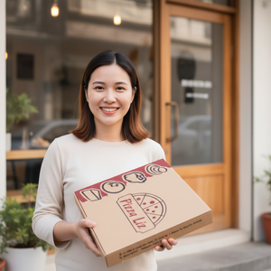 Caja de Pizza Corrugada Ecológica de Alta Calidad para Entrega de Pizza Caliente, Embalaje de Alimentos con Resistencia al Aceite y Apta para Microondas - Product Image 6