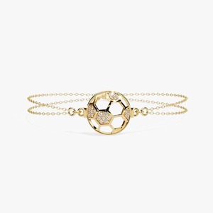 Luxury Sports-Inspired Moissanite Soccer Ball Bracelet 944 Silver 14K Yellow Gold Diamonds-Inspired Sports Designed for Men - Product Image 1