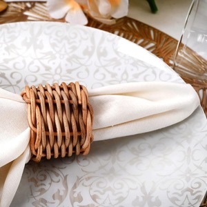 Anillos de Servilleta de Lujo para Fiestas, Bodas y Eventos, Adorno Circular de Ratán Natural para Servilletas - Product Image 6