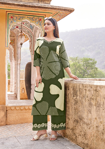 Kurti en rayonne imprimé floral léger à la mode ensemble bureau et collège filles vêtements décontractés - Product Image 5