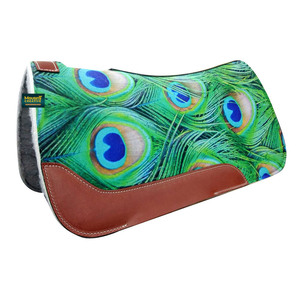 Ready to Ship Western Horse Riding Blended Wool Felt Contoured Numnah Saddle Pad Printed Graphic Cut Back Relief Felt Saddle Pad - Product Image 1