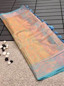 Kanjivaram Soie Saree Avec Cuivre Zari Travail Au Prix De Gros Designer Fantaisie indienne Outfit Élégant Meilleur Tissu Vêtements Ethniques - Product Image 4