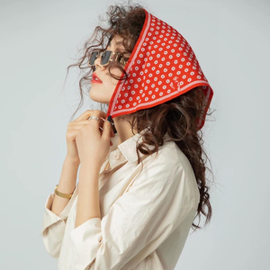 New Design Floral 90x90cm Square Silk Feeling Breathable High Quality Fashion Outdoor Customizable Head <b>Scarves</b> for Women Unisex - Product Image 6