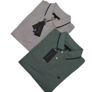 Polo 100% coton coupe ajustée respirant et durable pour hommes, col en tricot uni, décontracté, été, style court - Product Image 1