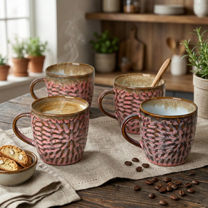 Dusty Rose Pink Ceramic Tea <b>Cup</b> <b>Set</b> of 4 for Presents - Product Image 1