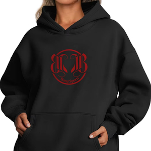 Sudaderas con capucha de gran tamaño personalizadas para mujer, Jersey de invierno, sudaderas informales holgadas, tela de poliéster/algodón teñida lisa - Product Image 2