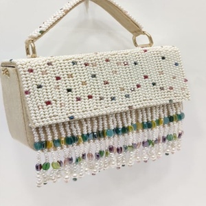 Luxury Embroidery Pearl <b>Beaded</b> Handbag Handmade Crystal Tassel Fringe Evening Clutch Elegant Wedding Party <b>Purse</b> Designer Summer - Product Image 4