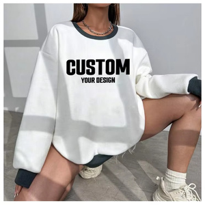 Custom Logo Wholesale Cotton <b>Long</b> Casual Oversized Hooded Pullover <b>Sweatshirt</b> with Mock Neck for Women Autumn Winter - Product Image 6