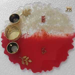 Plato Decorativo de Resina Epoxi Ecológica para Puja, Plato de Puja para el Festival de Diwali, Rituales del Templo en el Hogar, Regalos, Adoración Festiva - Product Image 4