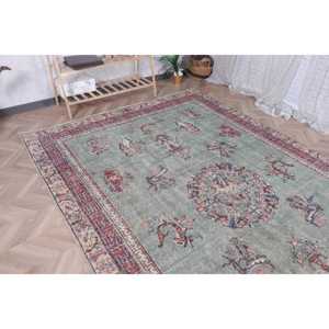 Vintage Turkish <b>Runner</b> Rug 0.6x10.3 ft, Blue <b>Red</b> Floral Wool Rug - Product Image 4