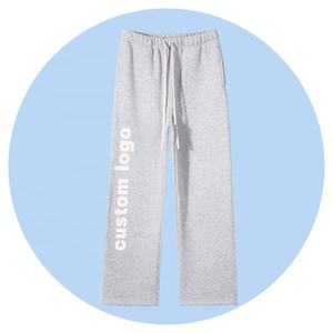 Venta al por mayor de bordado personalizado y Puff 500GSM polar de color puro sueltos rectos hombres Jogger pantalones para hombres - Product Image 2