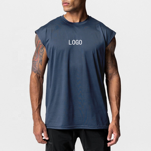 Camisa personalizada para hombre con manga sin hombros caídos de gran tamaño/ajuste, material de poliéster/algodón - Product Image 1