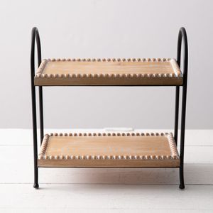 Support à gâteau moderne en bois à 2 étages avec cadre en métal noir, résistant au four, de haute qualité - Product Image 4