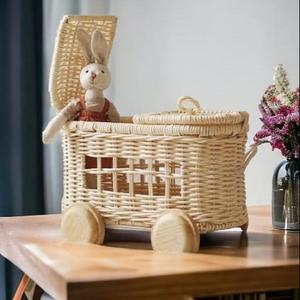 Prix bon marché chariot à jouets en rotin rotin naturel enfants chariot pour pépinière à la main de haute qualité rotin bébé chariot produit pour bébé - Product Image 2