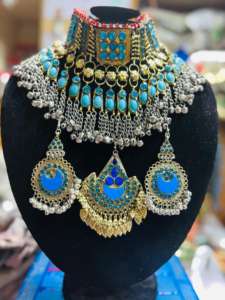 Conjuntos de joyería Tribal Kuchi Vintage personalizado de latón ligero a la moda, collar, pendientes, fiesta de mujer, regalos de aniversario de boda - Product Image 3