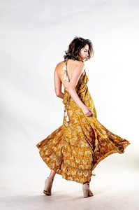 2025 verano Simple alta calidad amarillo algodón Maxi vestido para mujer cuello en V sin mangas espalda descubierta estilo de fiesta - Product Image 4