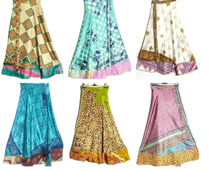 Double Layer Sari Silk <b>Wrap</b> <b>Skirt</b> Maxi Length Boho Style Free Size <b>Long</b> <b>Skirt</b> for Women Lightweight Breathable and Comfortable - Product Image 6