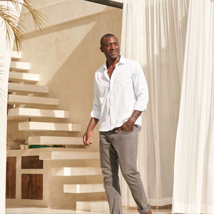 BEAM Smoking pour homme à col en V, manches longues, boutons recouverts, 40% Coton 60% Polyester, 220 grammes, formel d'été, anti-humidité - Product Image 4