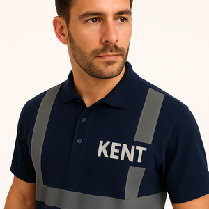 เสื้อโปโลเพื่อความปลอดภัยสะท้อนแสงมองเห็นได้ชัดเจนสำหรับพนักงานคลังสินค้ามีแถบลายขวางเพื่อความปลอดภัยในตอนกลางคืน - Product Image 2