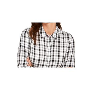 Camicia da Donna Charter Club in Popeline di Cotone Bianco a Quadri, Taglia XL, Stile Casual con Colletto Alto, Decorazione in Pizzo e Ricami - Product Image 2