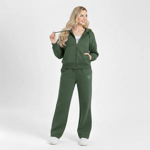 ชุดเสื้อฮู้ดดี้และกางเกงขายาวทรงปกติสำหรับผู้หญิง ผลิตจากผ้าถักโพลีเอสเตอร์/คอตตอน ระบายอากาศได้ดี เป็นมิตรกับสิ่งแวดล้อม เหมาะสำหรับฤดูใบไม้ร่วงและฤดูหนาว สวมใส่สบายๆ - Product Image 6