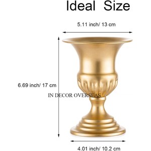 Clear Crystal <b>Beaded</b> Elegant Look Wedding Table Centerpiece Decoration Trumpet Vase With Gold Plated Metal Base From India - Product Image 4