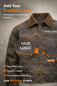 Veste pour homme OEM, logo personnalisé, veste de travail en toile de canard vintage lavée, veste utilitaire à fermeture éclair lourde, style Detroit - Product Image 5